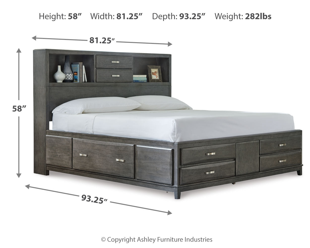 Caitbrook King Storage Bed, Dresser, Mirror and 2 Nightstands