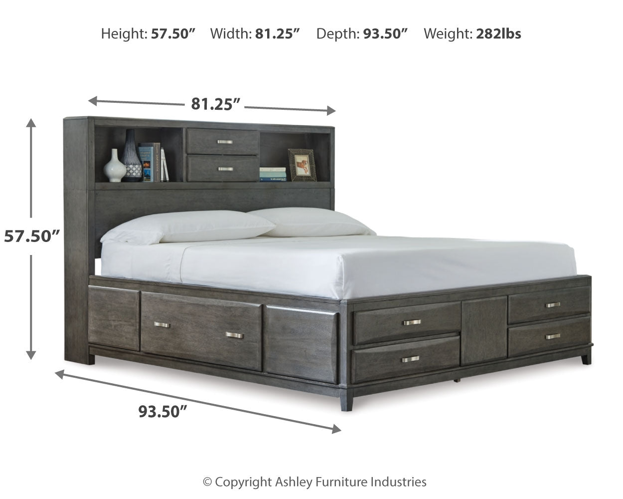 Caitbrook King Storage Bed, Dresser, Mirror and Nightstand