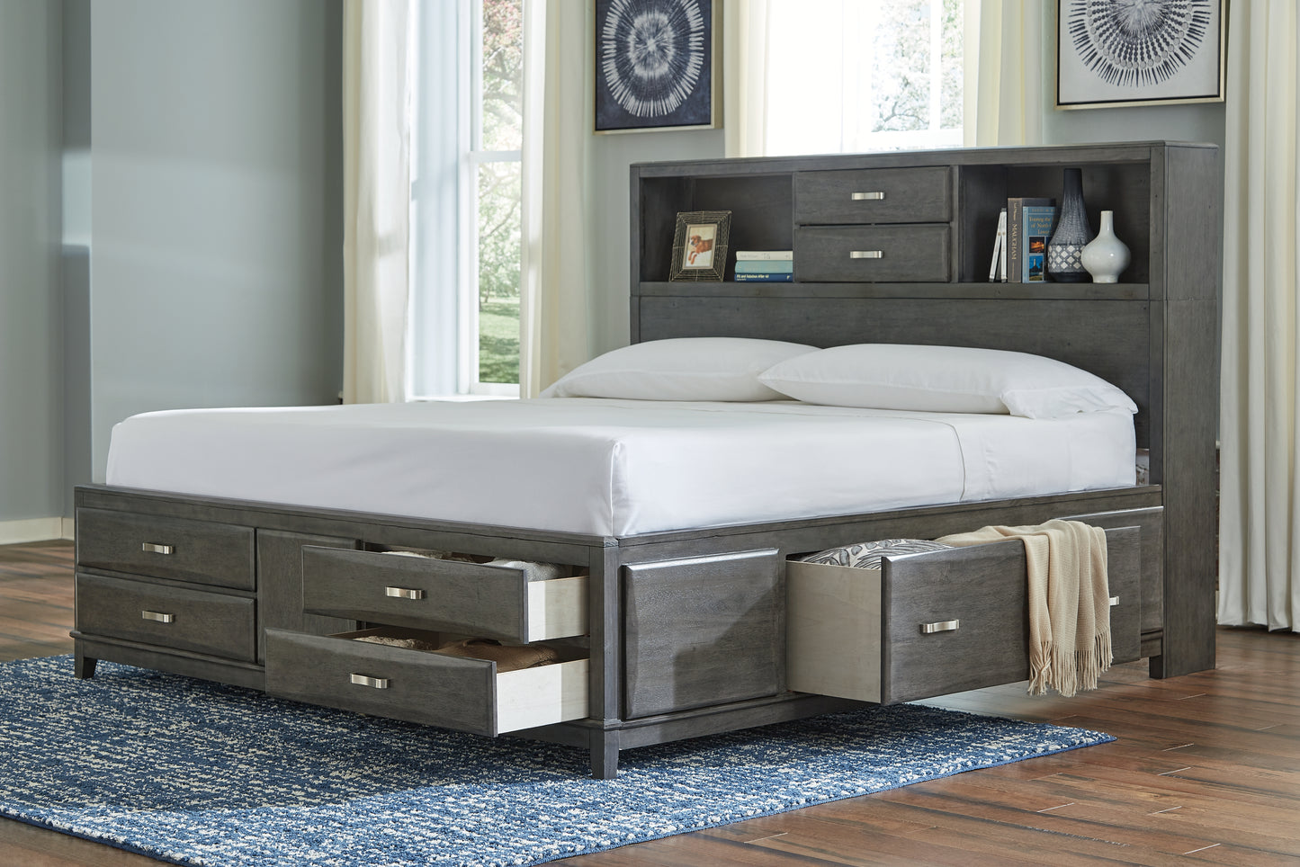 Caitbrook King Storage Bed, Dresser, Mirror and Nightstand