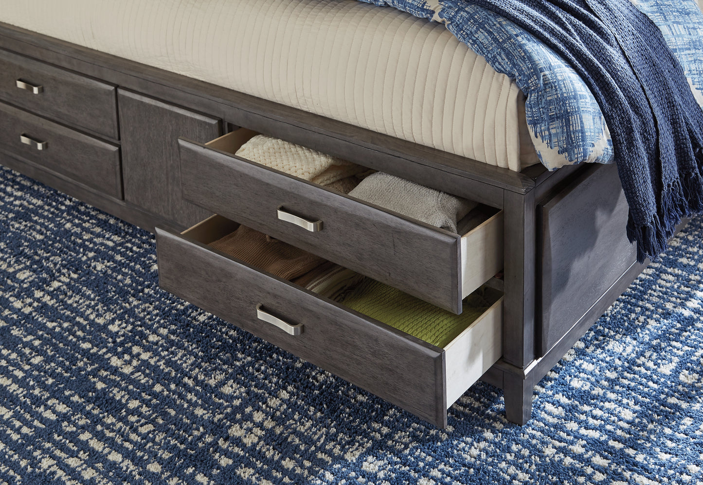 Caitbrook King Storage Bed, Dresser and 2 Nightstands