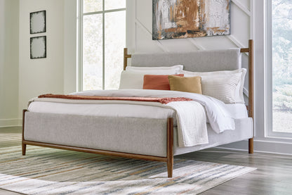 Lyncott California King Upholstered Bed, Dresser and Mirror
