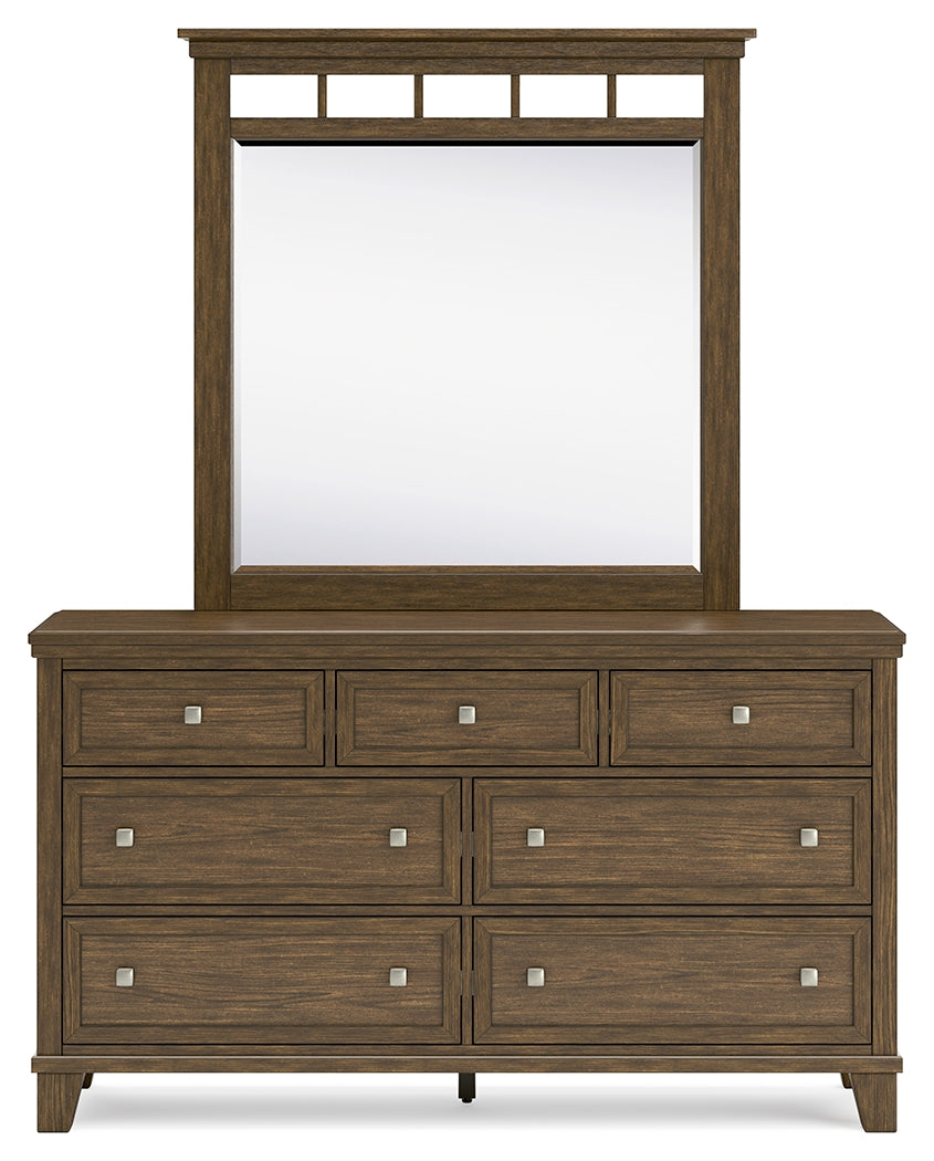 Shawbeck King Panel Bed, Dresser, Mirror and Nightstand