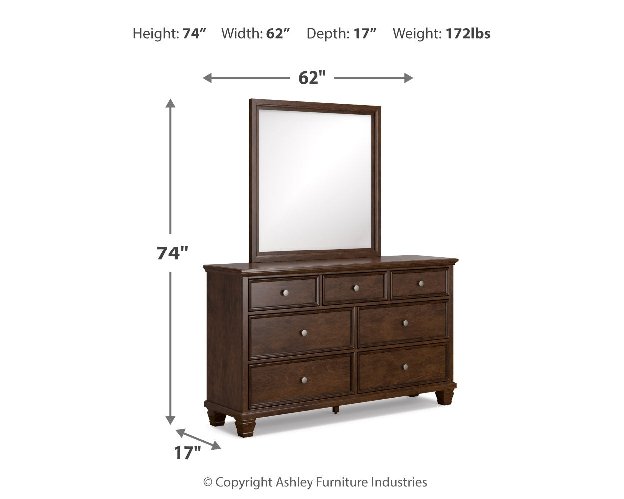 Danabrin Full Panel Bed, Dresser and Mirror