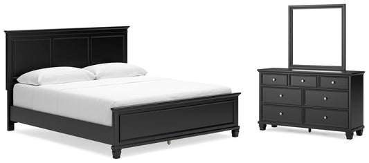 Lanolee California King Panel Bed, Dresser and Mirror