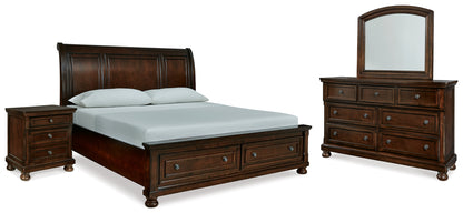 Porter California King Sleigh Bed, Dresser, Mirror and Nightstand