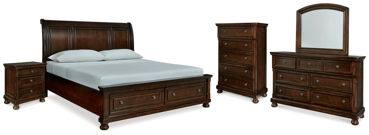 Porter King Sleigh Bed, Dresser, Mirror, Chest and Nightstand