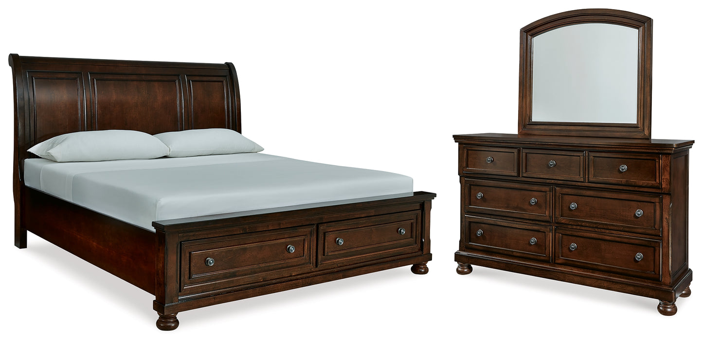 Porter King Sleigh Storage Bed, Dresser and Mirror