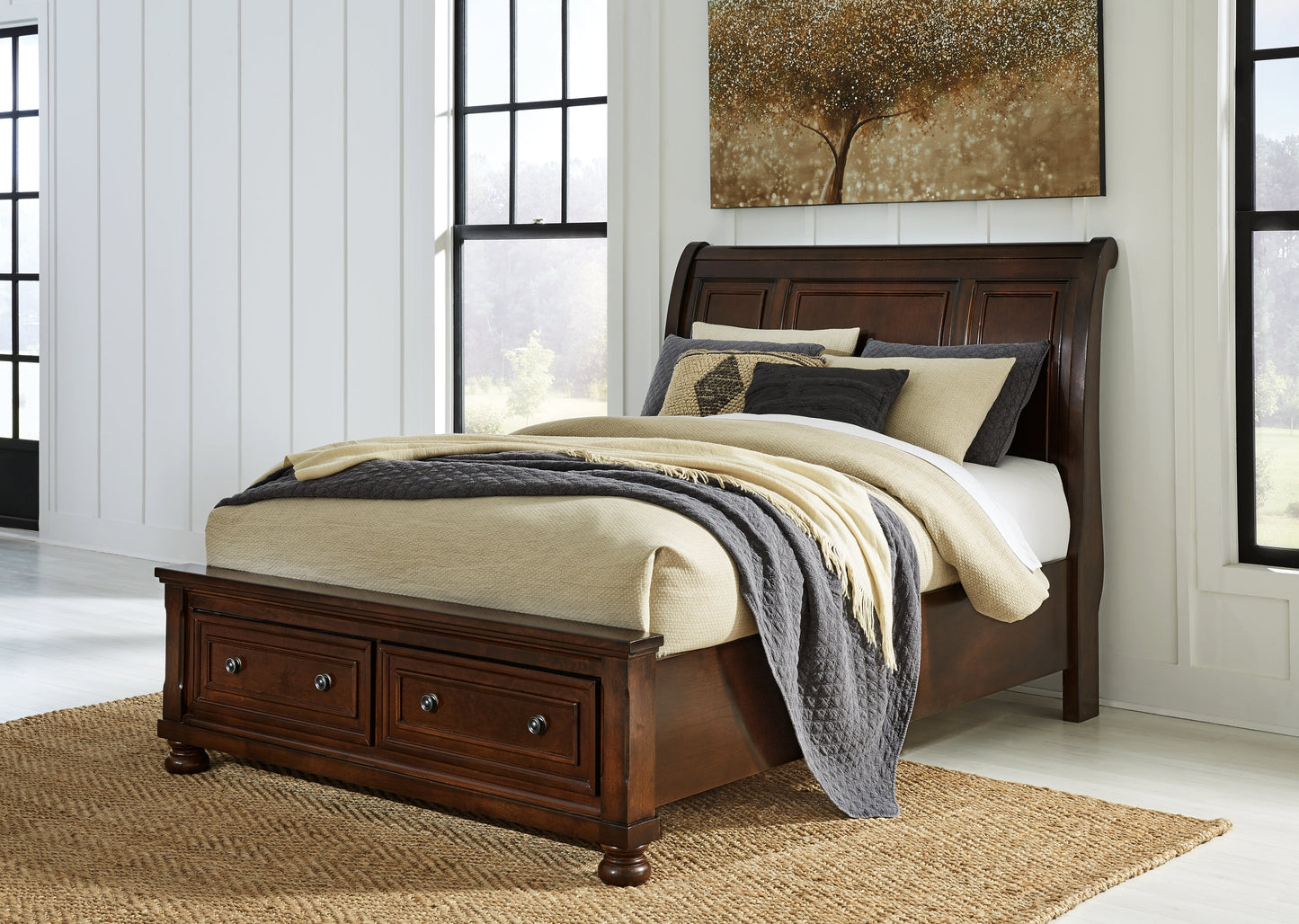 Porter Queen Sleigh Bed, Dresser, Mirror, Chest and Nightstand