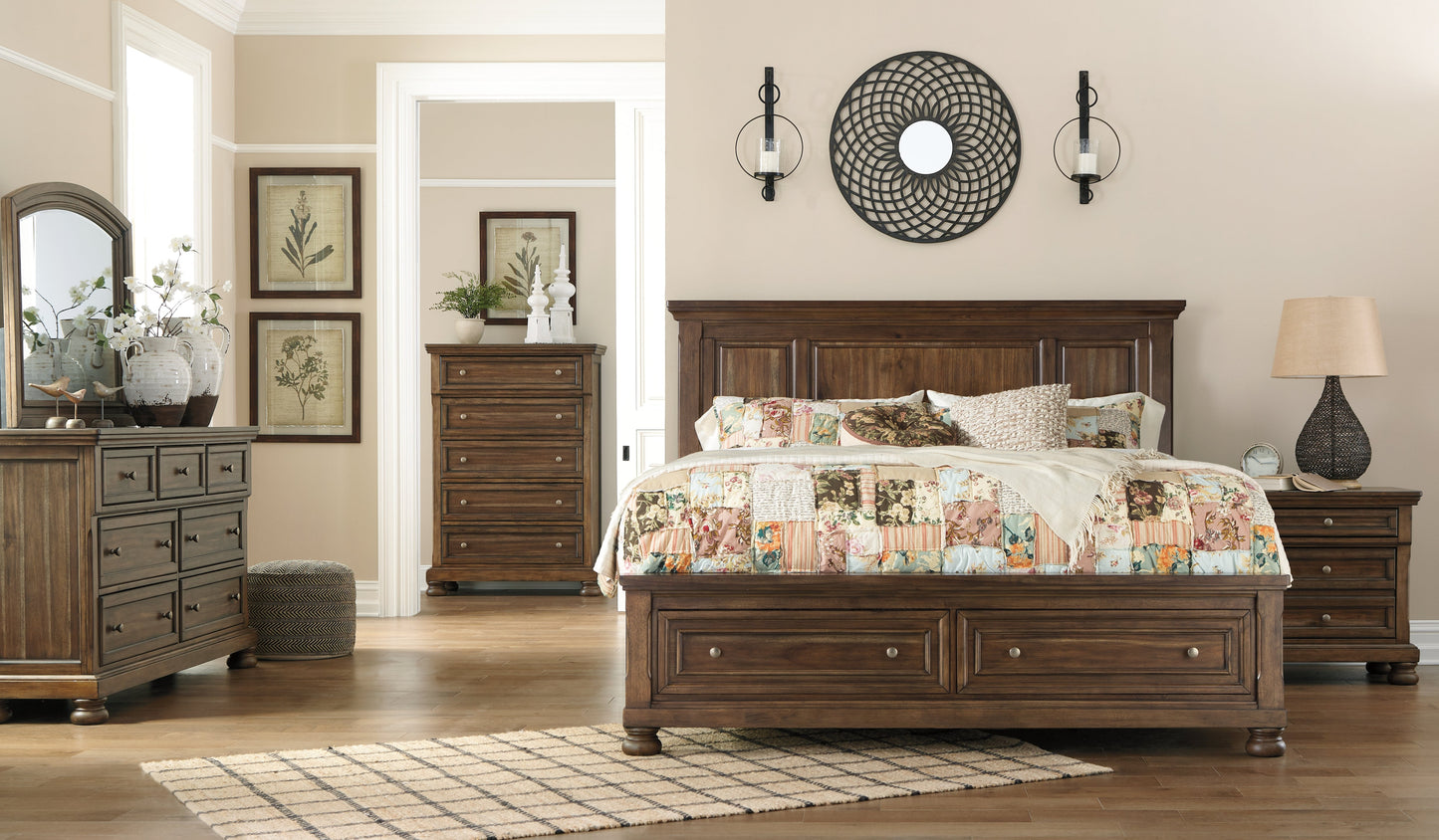 Flynnter California King Panel Bed with 2 Storage Drawers