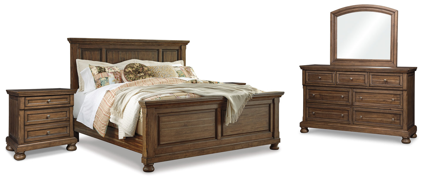 Flynnter King Panel Bed, Dresser, Mirror and 2 Nightstands