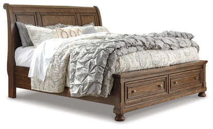 Flynnter Queen Sleigh Storage Bed, Dresser, Mirror and Nightstand