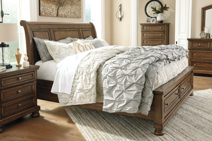 Flynnter California King Sleigh Bed with 2 Storage Drawers