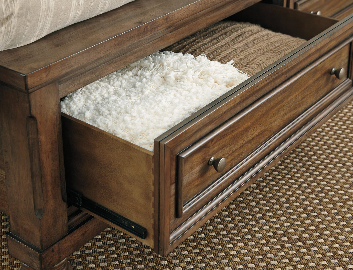 Flynnter California King Panel Bed with 2 Storage Drawers