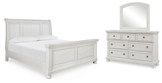 Robbinsdale King Sleigh Bed, Dresser and Mirror