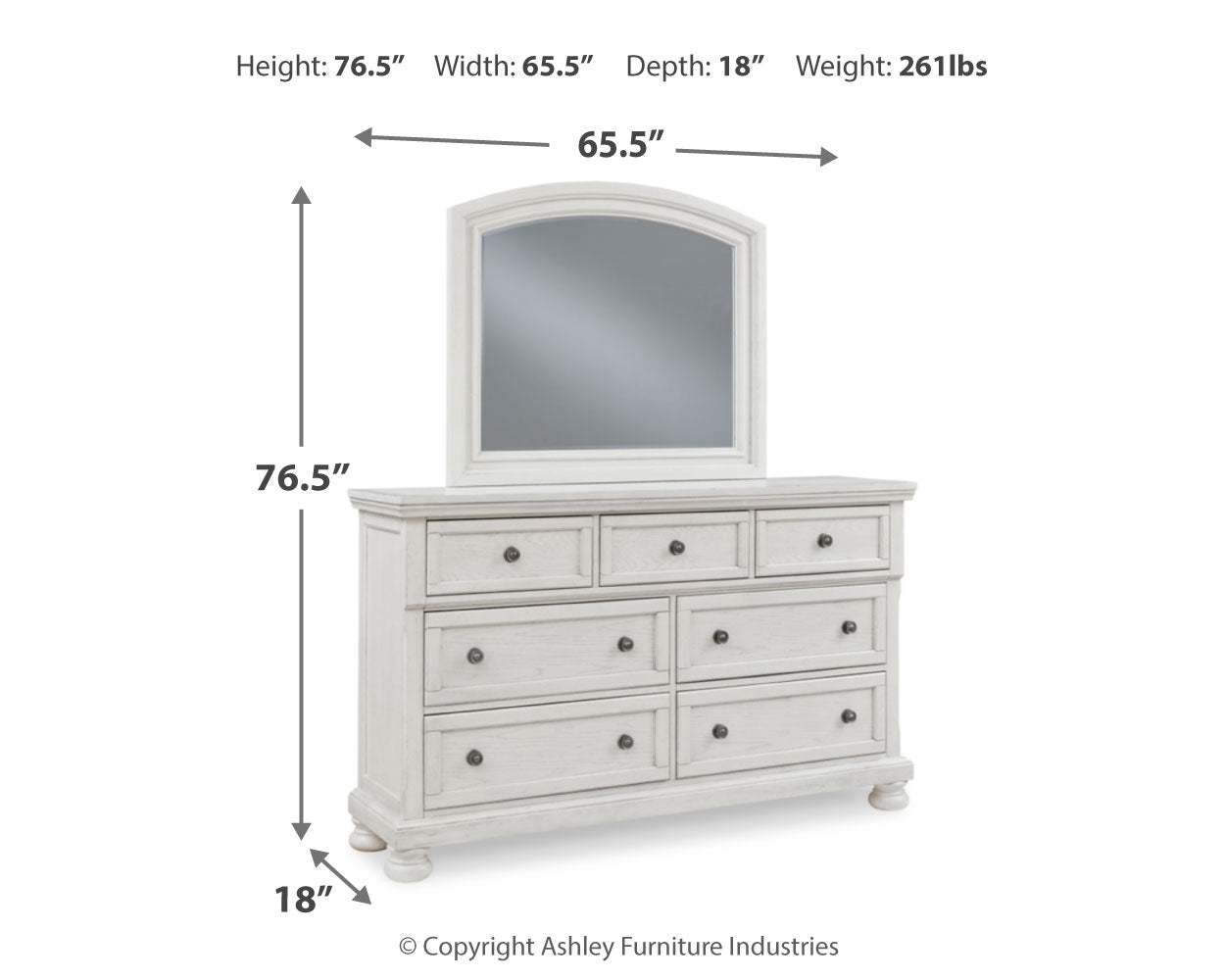 Robbinsdale Queen Storage Bed, Dresser, Mirror and Nightstand