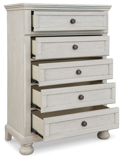 Robbinsdale Full Storage Sleigh Bed, Dresser, Mirror, Chest and Nightstand