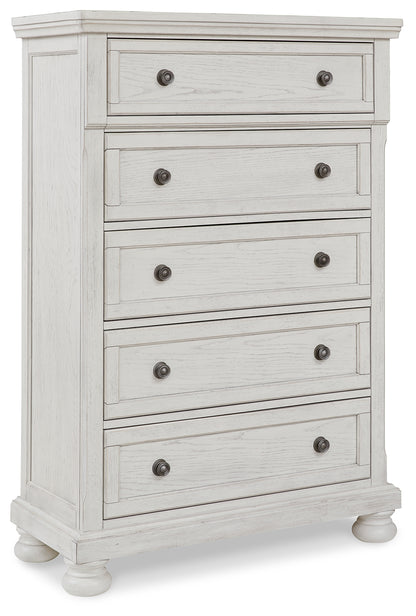 Robbinsdale Queen Panel Storage Bed, Dresser, Mirror and Chest