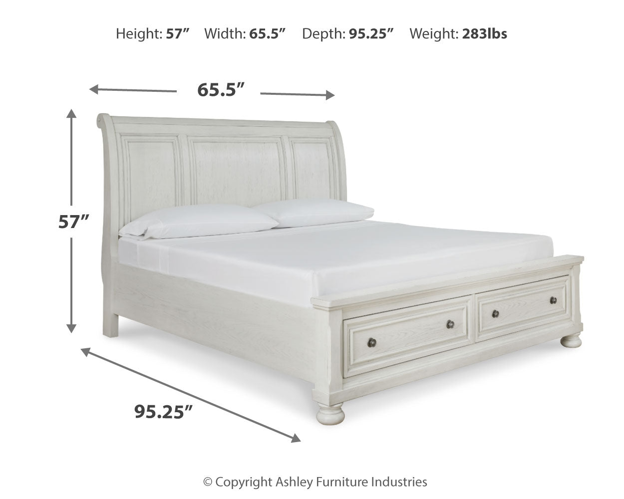 Robbinsdale Queen Sleigh Storage Bed, Dresser and Mirror