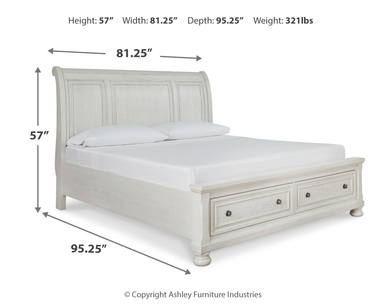 Robbinsdale King Sleigh Storage Bed, Dresser and Mirror