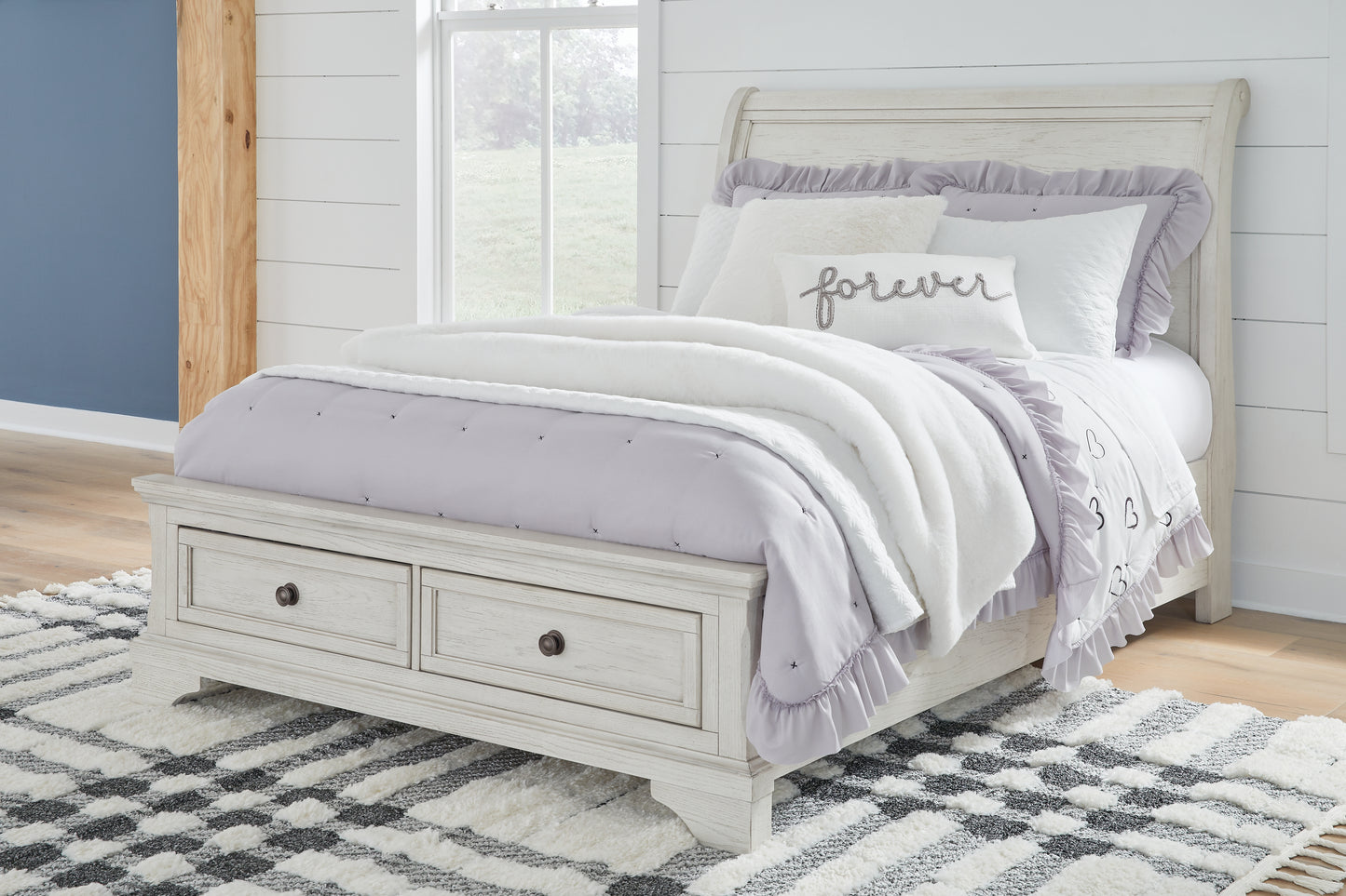 Robbinsdale Full Storage Sleigh Bed, Dresser, Mirror, Chest and Nightstand