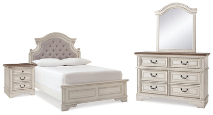 Realyn Full Panel Bed, Dresser, Mirror and Nightstand