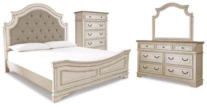 Realyn Queen Panel Bed, Dresser, Mirror and Chest