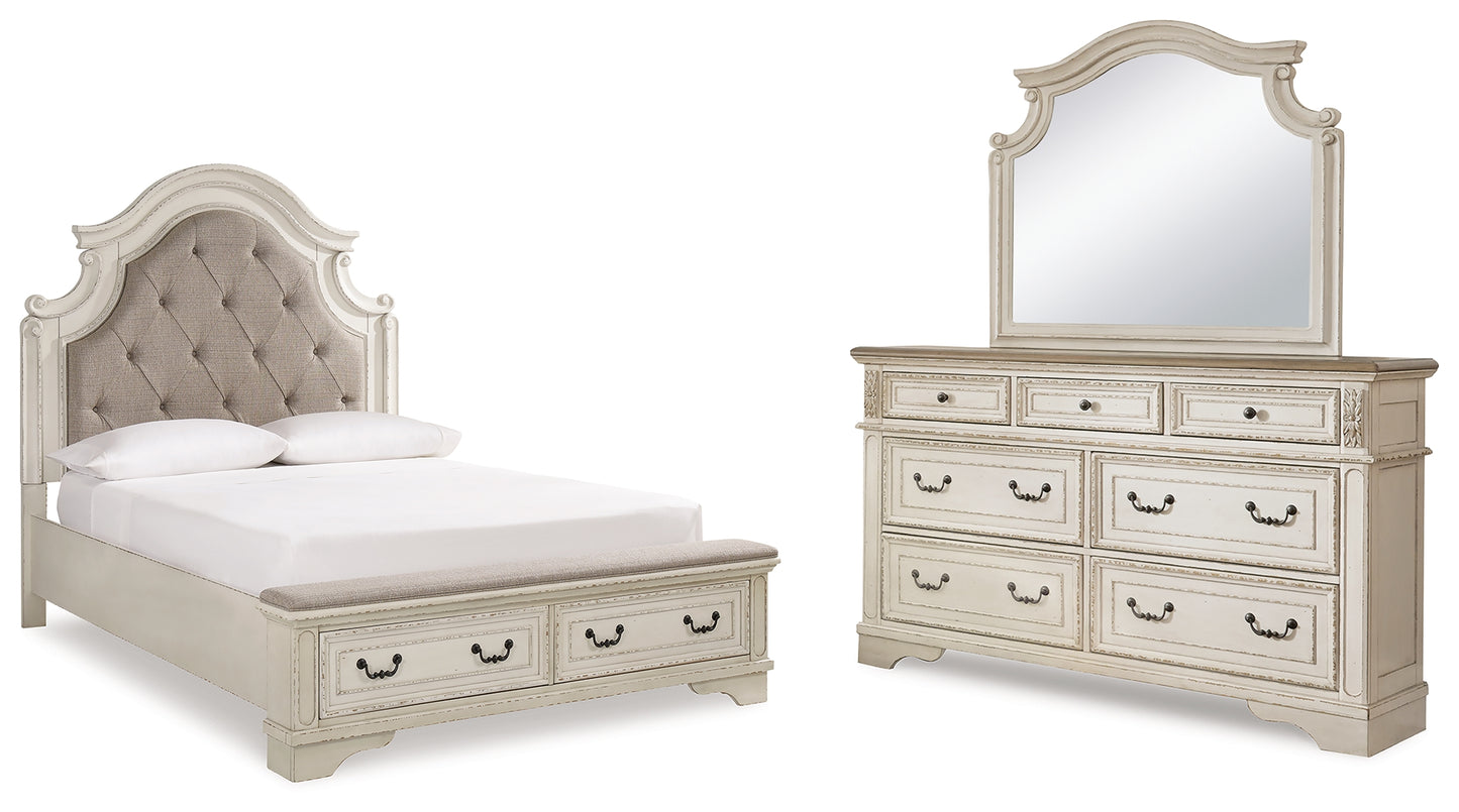 Realyn Queen Storage Bed, Dresser and Mirror