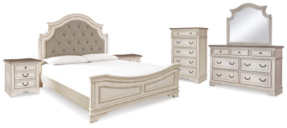 Realyn King Panel Bed, Dresser, Mirror, Chest and 2 Nightstands