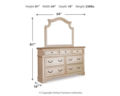 Realyn Queen Storage Bed, Dresser and Mirror