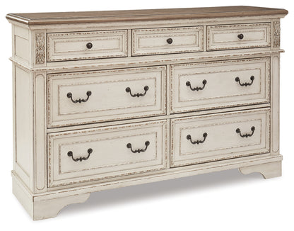 Realyn Queen Upholstered Sleigh Bed, Dresser and 2 Nightstands