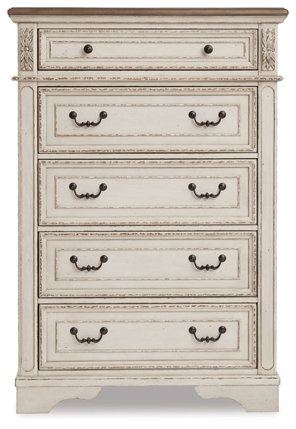 Realyn Queen Panel Bed, Dresser, Mirror and Chest