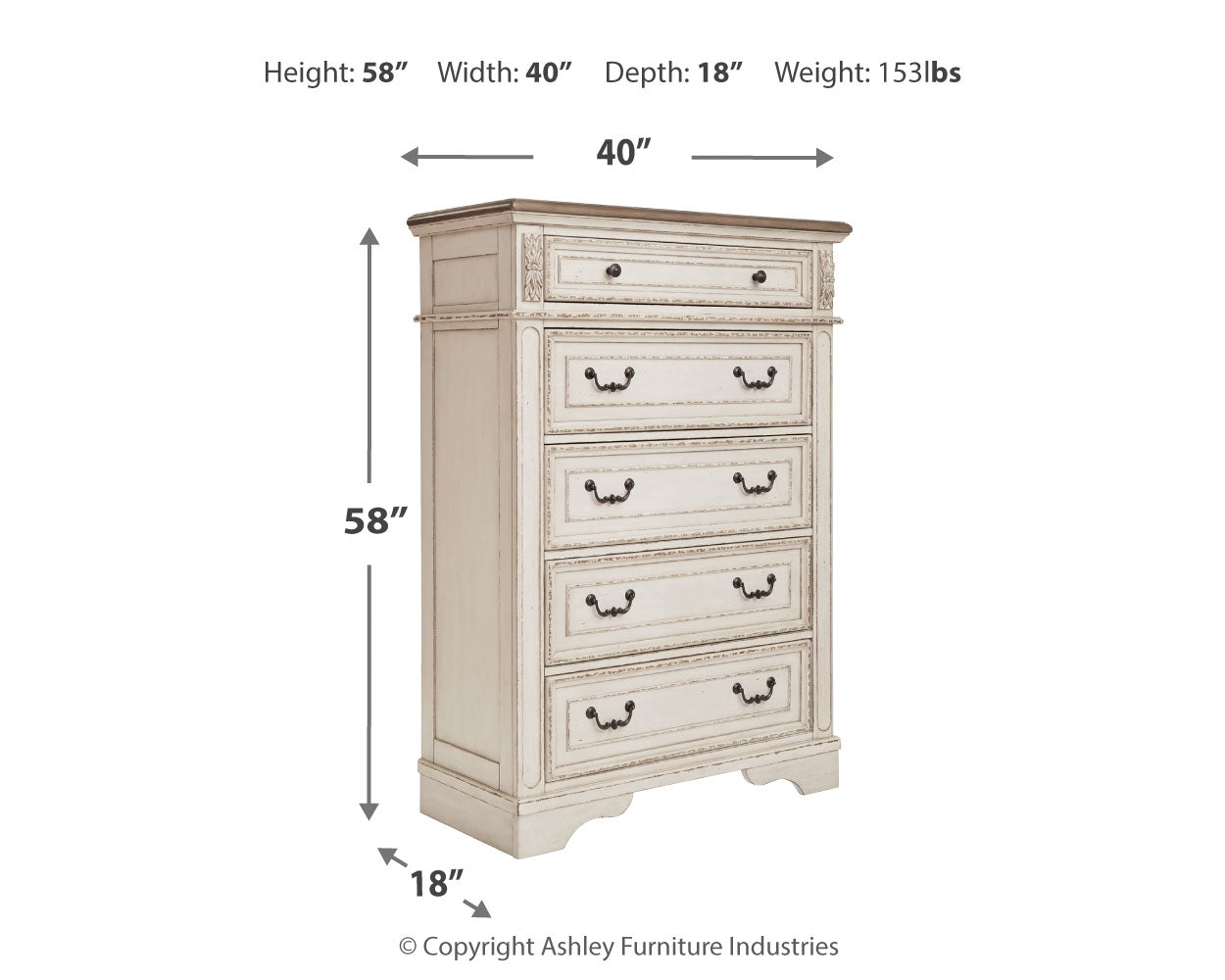 Realyn Queen Panel Bed, Dresser, Chest and 2 Nightstands