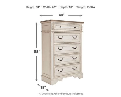 Realyn Queen Upholstered Sleigh Bed and Chest