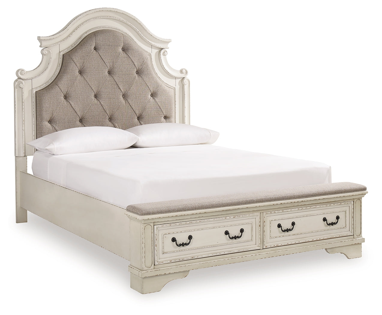 Realyn Queen Panel Bed, Dresser, Mirror, Chest and Nightstand