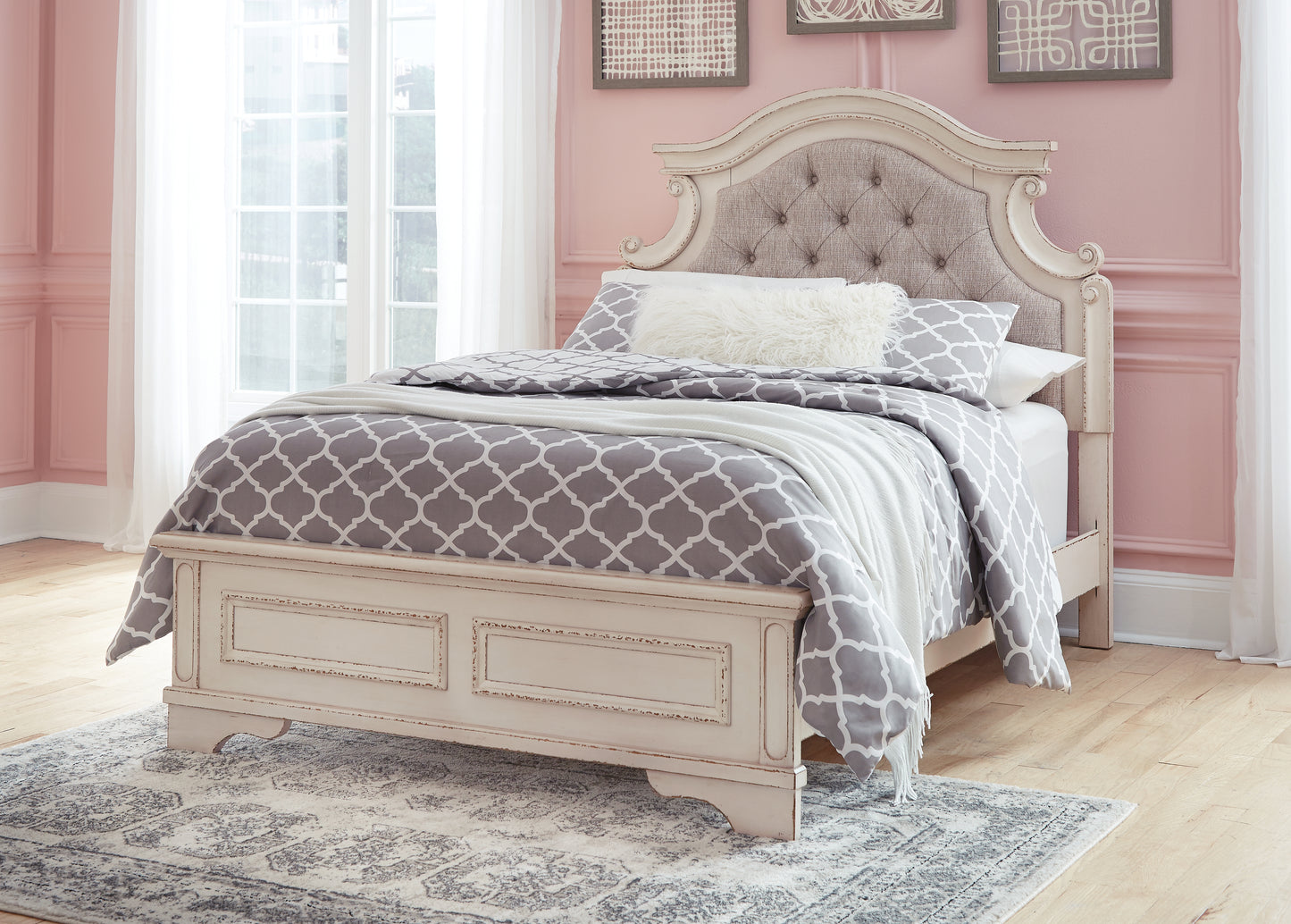 Realyn Full Upholstered Panel Bed with Dresser