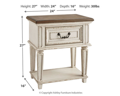 Realyn King Panel Bed, Dresser, Mirror and 2 Nightstands