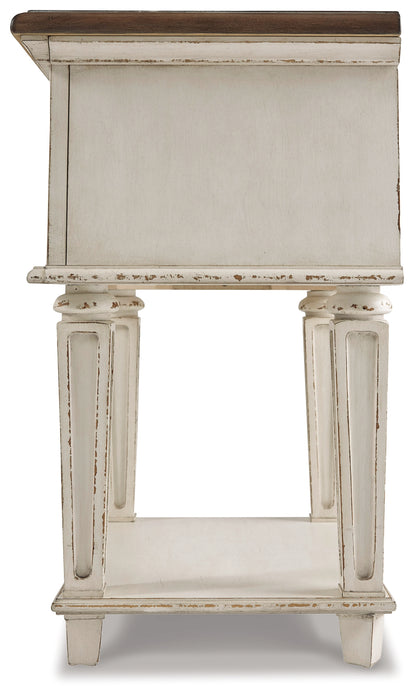 Realyn Full Upholstered Panel Bed, Dresser, Mirror, Chest and 2 Nightstands
