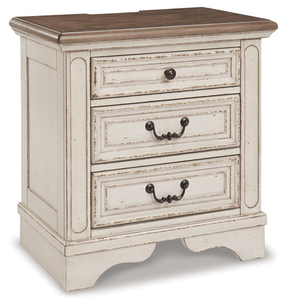 Realyn Queen Panel Bed, Dresser, Mirror, Chest and Nightstand