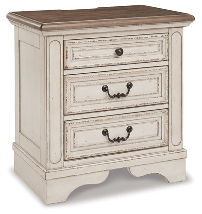 Realyn King Panel Bed, Dresser, Mirror, Chest, Vanity and Nightstand