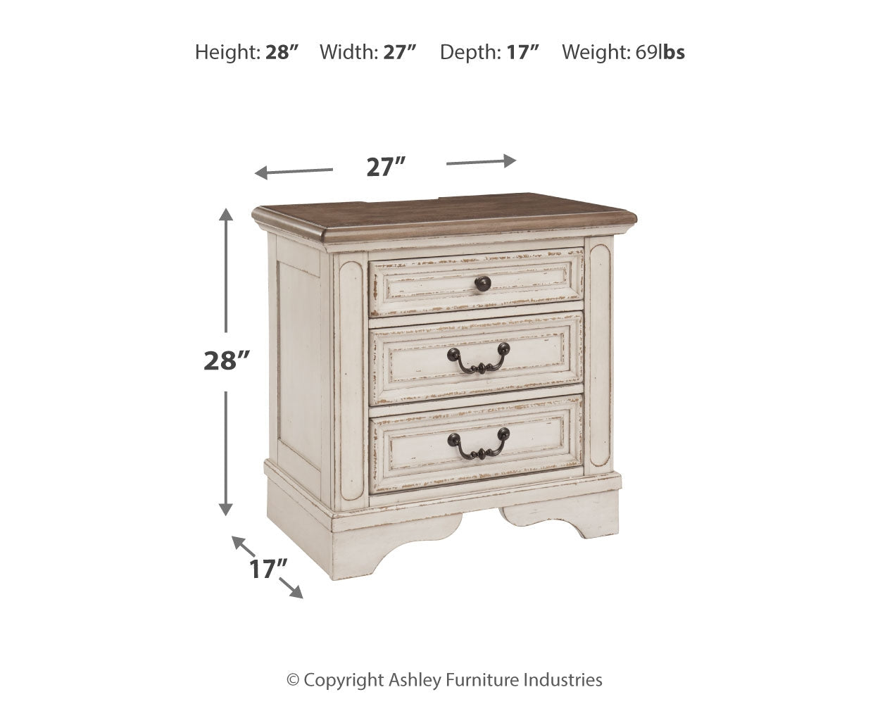 Realyn Queen Upholstered Panel Bed with Storage, Dresser and Nightstand