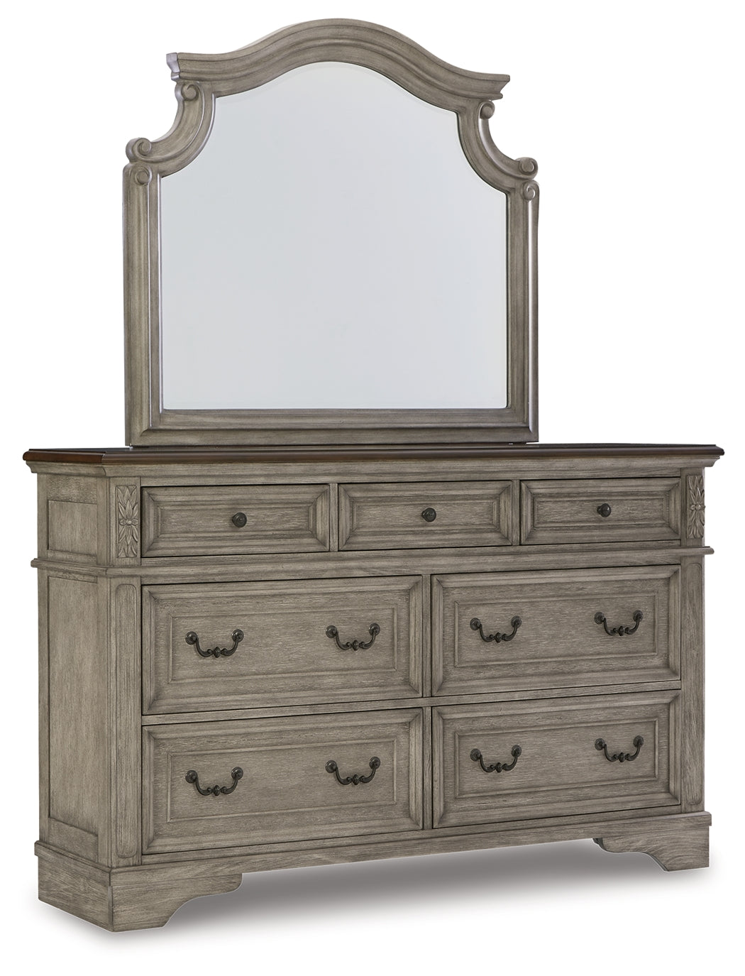 Lodenbay Queen Upholstered Panel Bed, Dresser, Mirror, Chest and Nightstand