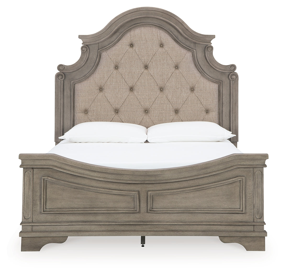 Lodenbay Queen Upholstered Panel Bed, Dresser, Mirror, Chest and Nightstand