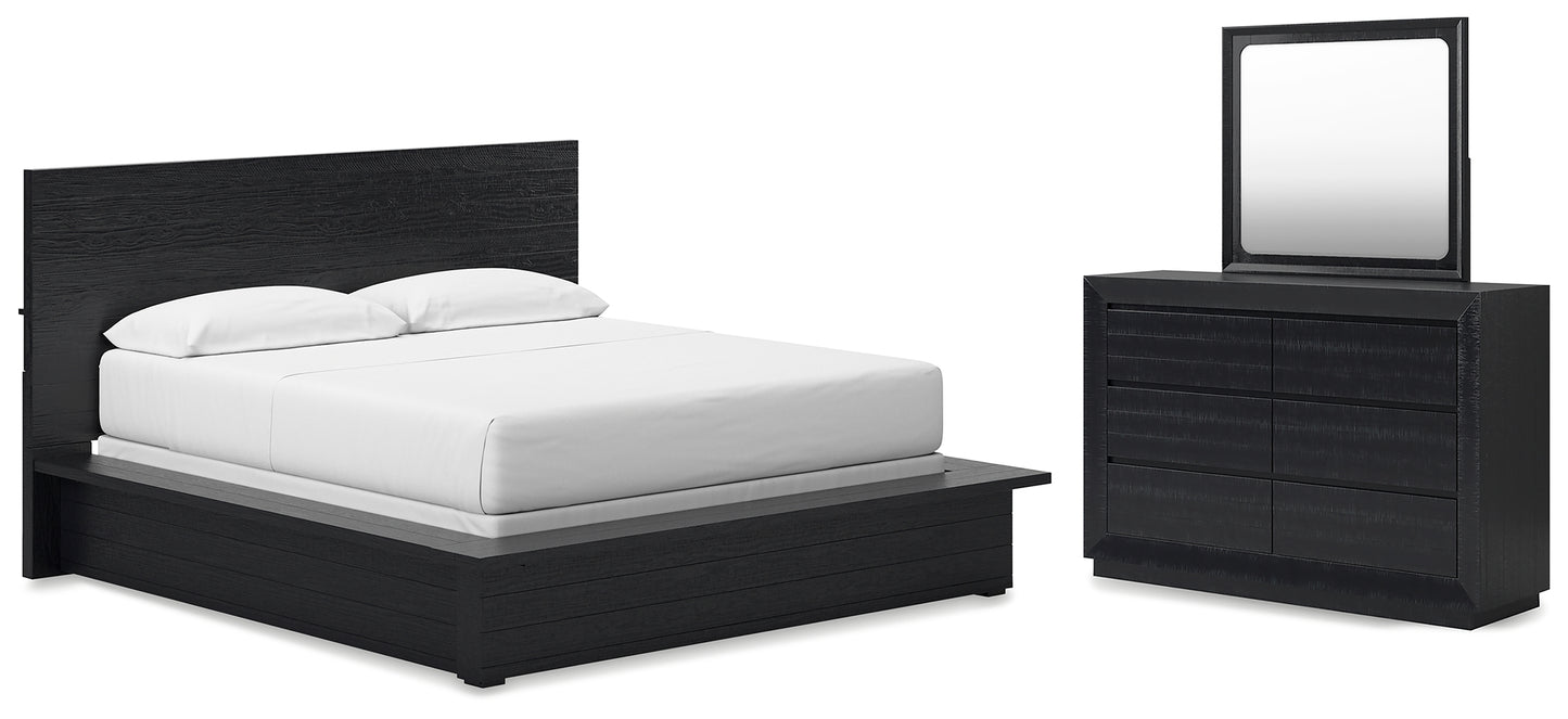 Londer California King Panel Bed, Dresser and Mirror
