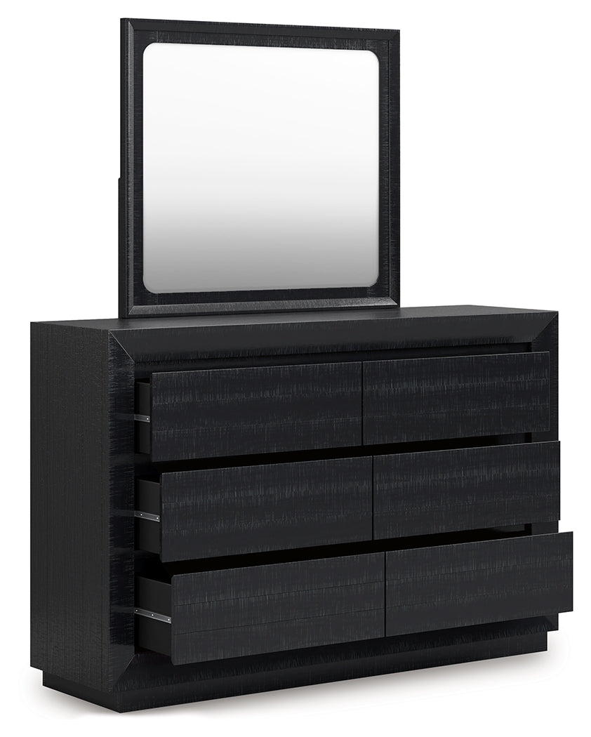 Londer California King Panel Bed, Dresser and Mirror