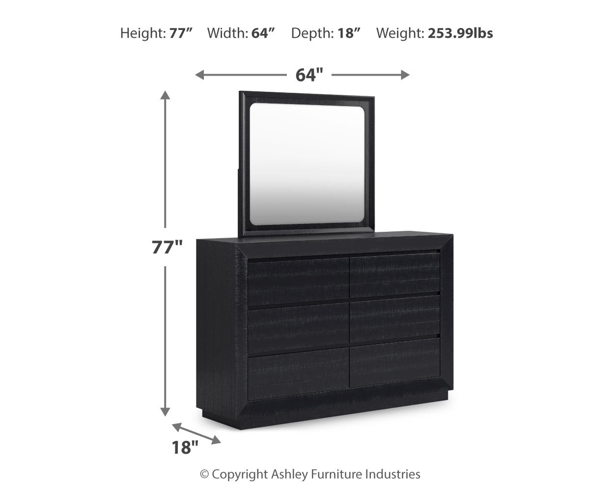 Londer California King Panel Bed, Dresser and Mirror