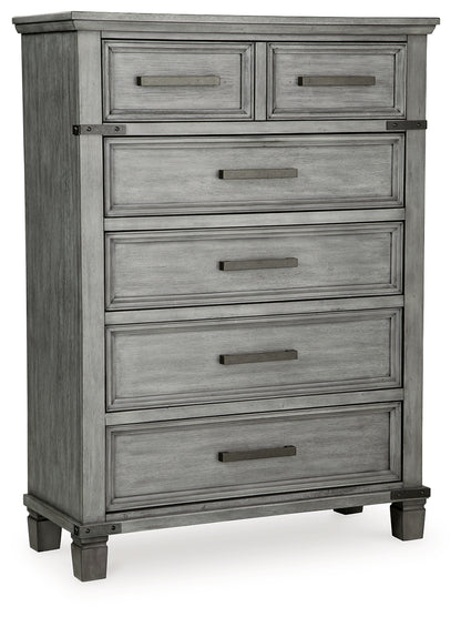 Russelyn King Panel Storage Bed, Dresser, Mirror and Chest