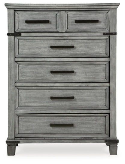 Russelyn California King Panel Bed, Dresser, Mirror, Chest and 2 Nightstands