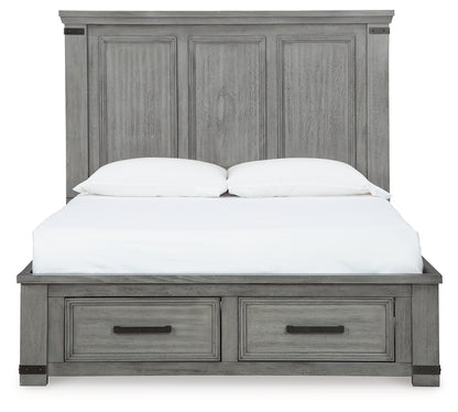 Russelyn Queen Panel Storage Bed, Dresser, Mirror and Nightstand