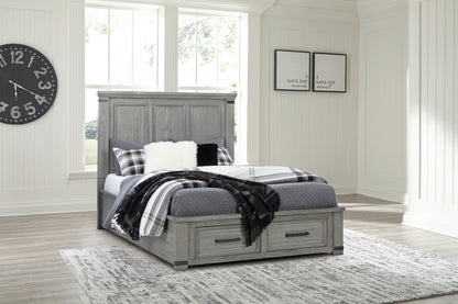 Russelyn Queen Panel Storage Bed, Dresser, Mirror and Nightstand