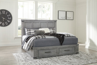 Russelyn King Panel Storage Bed, Dresser, Mirror and 2 Nightstands